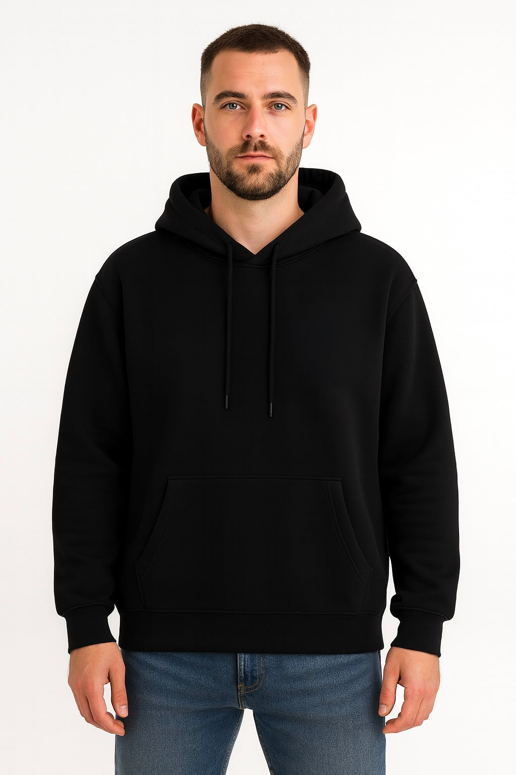Classic Black Drop Shoulder Hoodie